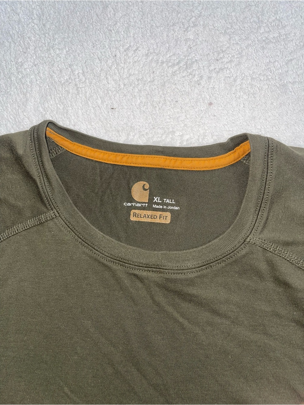 Carhartt Olive Green Short Sleeve Crew Neck Tee with Gold Trim